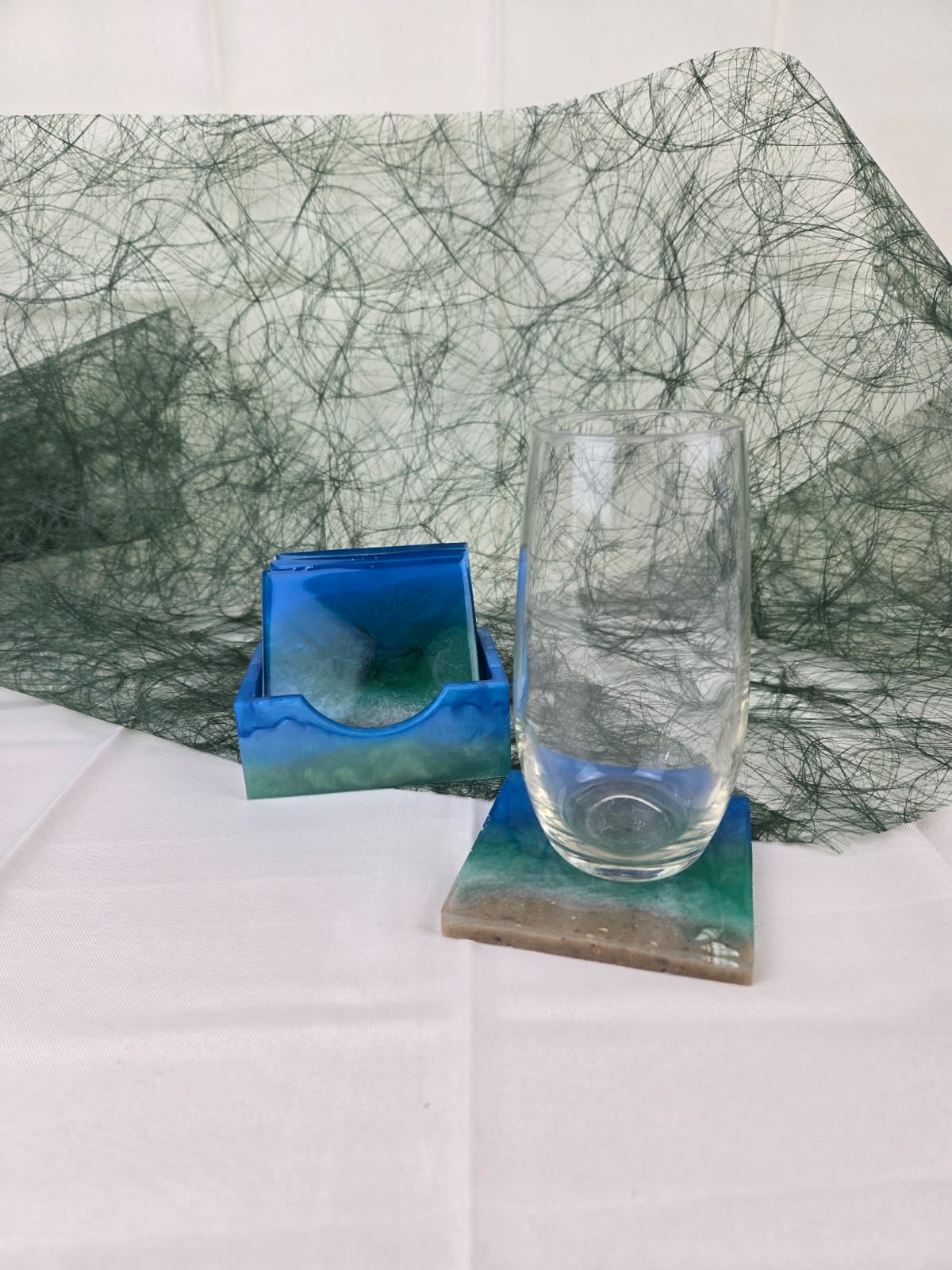 Maritime Resin Untersetzer-Set – Handgemachte Kunst für Urlaubsfeeling Zuhause