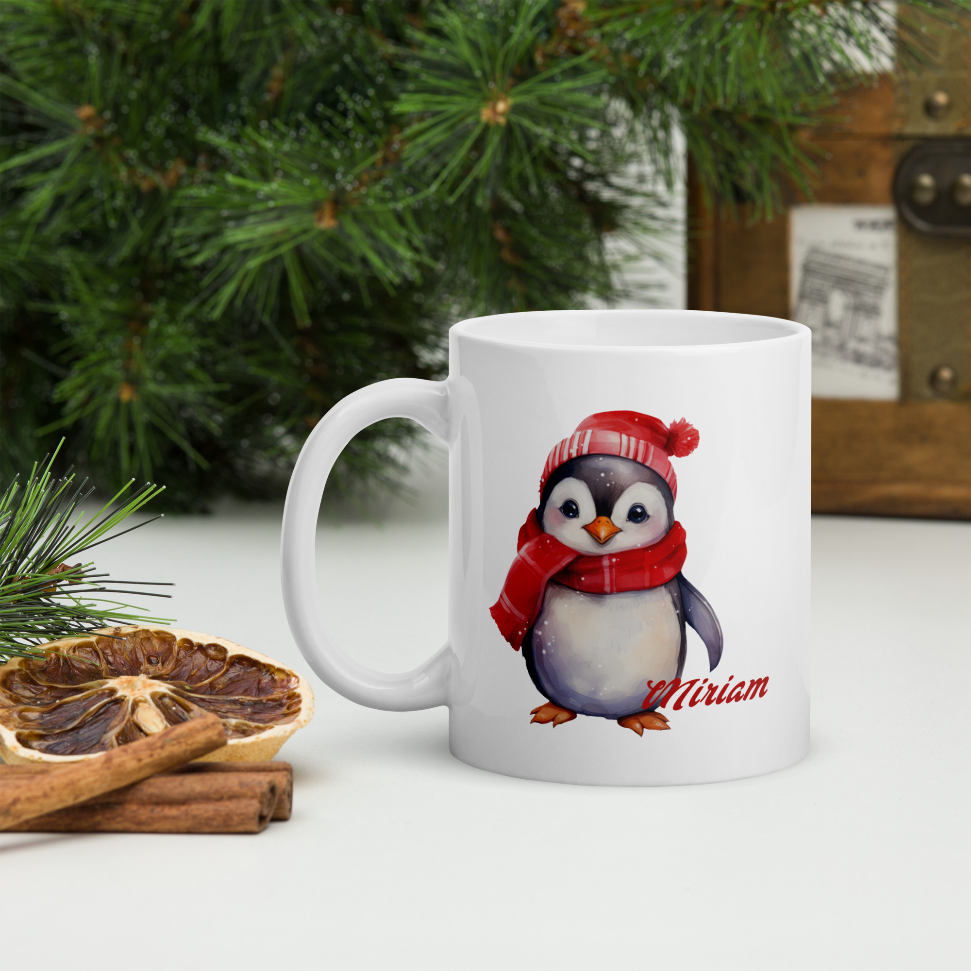 Personalisierte Tasse Pinguin zu Weihnachten mit Namen