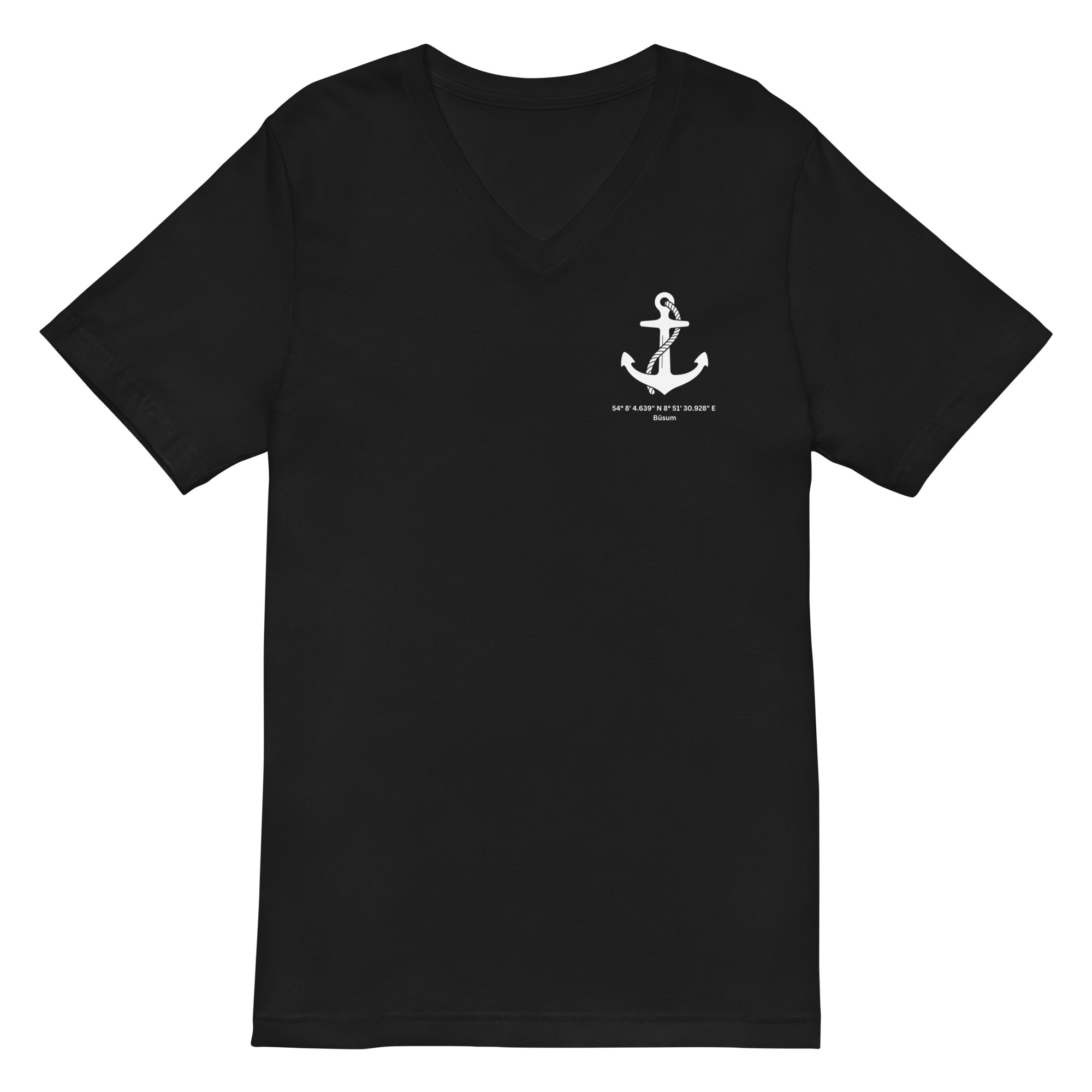 Maritimes Unisex T-Shirt mit V-Ausschnitt aus Baumwolle mit Anker