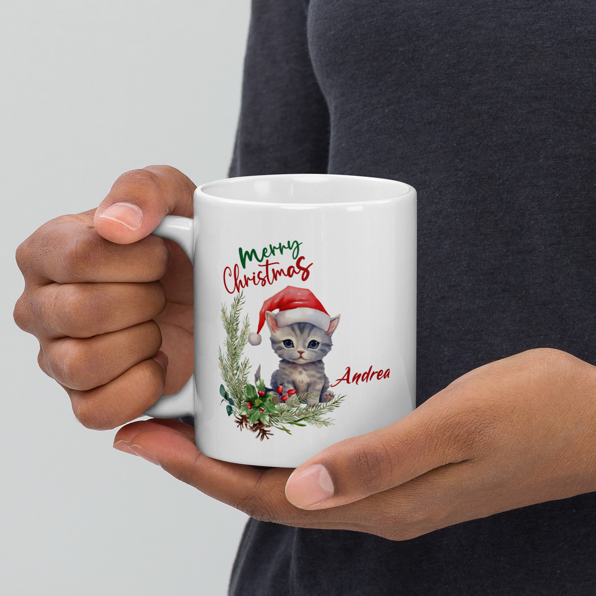 Personalisierte Tasse Kätzchen zu Weihnachten mit Namen