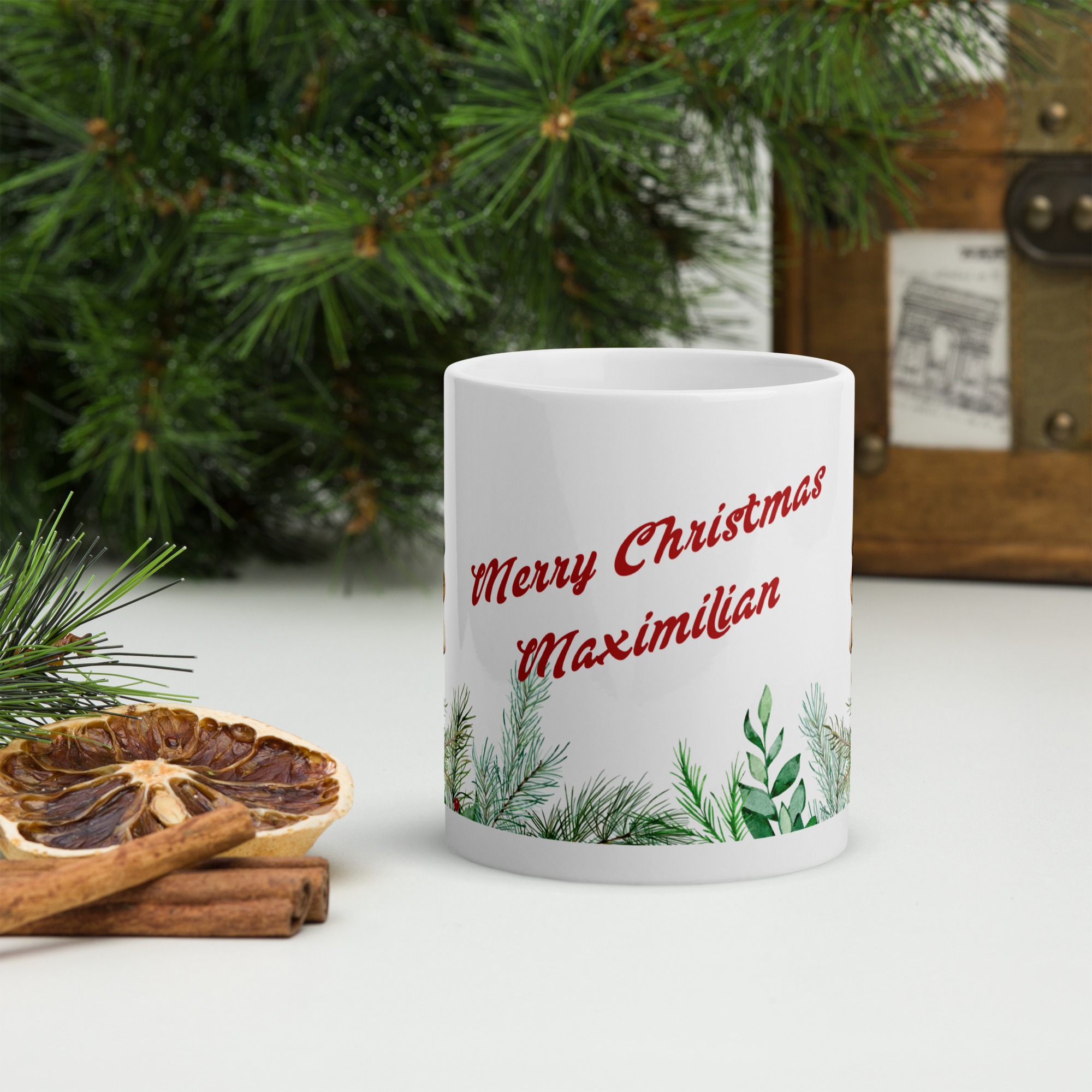 Personalisierte Tasse Eichhörnchen zu Weihnachten mit Namen