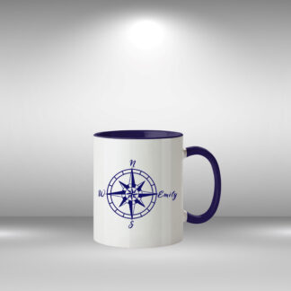 Maritime Kaffeetasse mit Kompass und Wunschnamen - Perfektes Geschenk