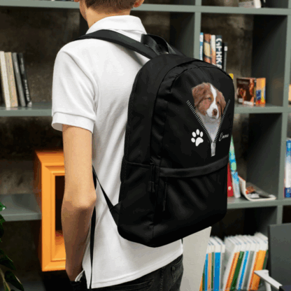 Rucksack personalisiert mit Haustierbild & Name – Reißverschluss Design – Hund Katze Fotodruck – Geschenk Tierfreund – Bild 10